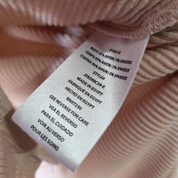 EUC ALMOST FAMOUS TAN / CREAM RIBBED SLEEVES COLLARED V NECK BODYSIUT SZ M - Picture 10 of 12